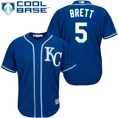 Royals #5 George Brett Royal Blue Cool Base Stitched Youth MLB Jersey - Click Image to Close
